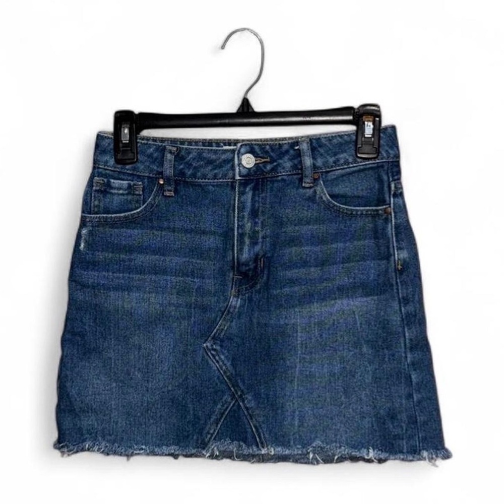 PacSun Y2K Raw Hem Distressed Medium Washed Denim Jean Skirt Women’s Size 24